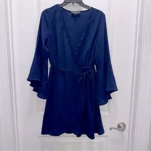 Lulus Navy Blue Chiffon Style Wrap Dress